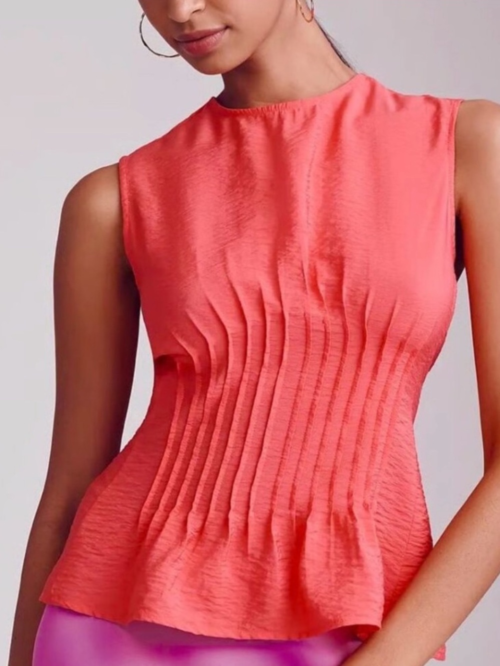 ANTHROPOLOGIE THE DELLA PLEATED SHELL TOP SIZE MEDIUM